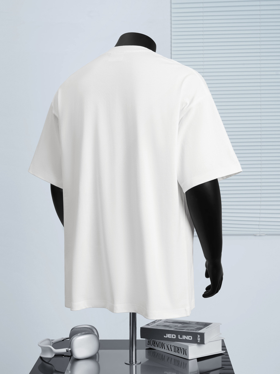 New Summer Unisex Streetwear Black & White Combed Cotton Crew Neck Short Sleeve Tee - Solid Color American West Coast Style T-Shirt-20D