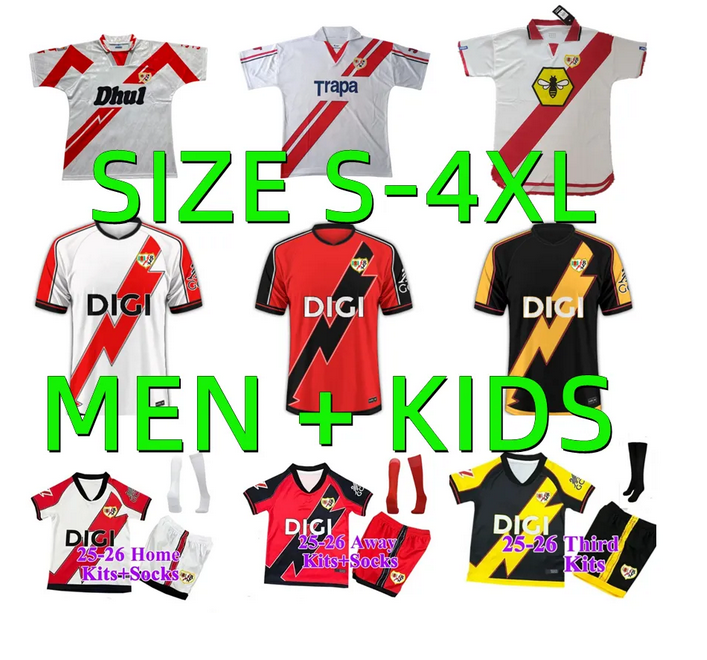 25 26 Rayo Vallecano FALCAO JAMES soccer jerseys 01 02 Retro 2025 2026 PALAZON GARCIA SANCHEZ MARTIN TREJO CISS MONTIEL Player version men kids Kits football shirt
