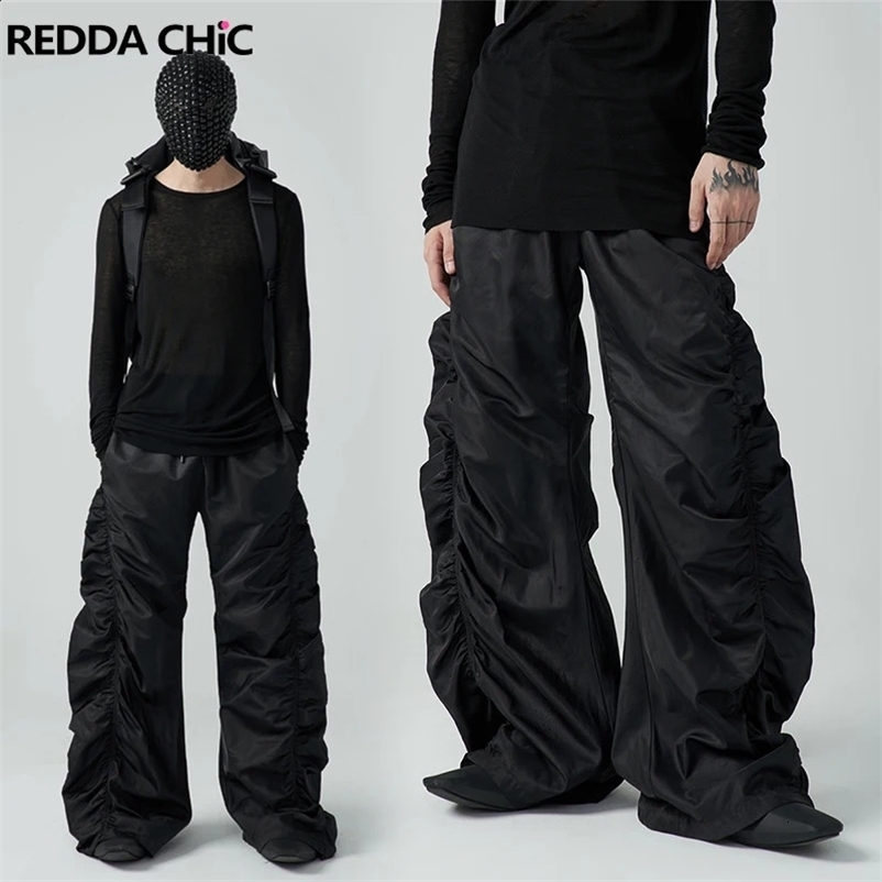 REDDACHiC Hip-hop Mens Ruched Sweatpants Y2k Retro Stacked Wide Leg Elastic Waist Quick-dry Casual Pants Sports Outdoor Clothes 240906