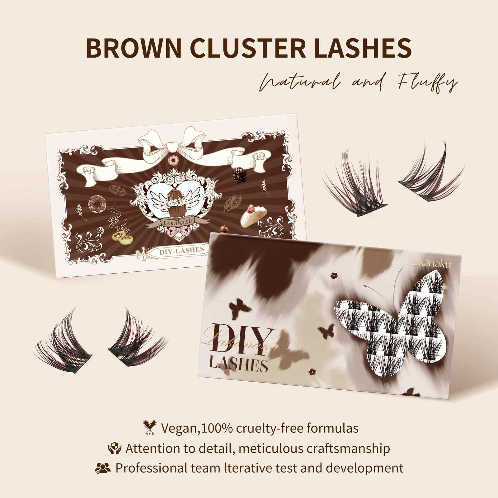 LAKANAKU Brown DIY Lashes Clusters Eyelash Extensions Volume Fans for Beauty Makeup C250923