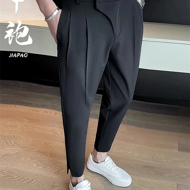 Elegant Casual Blazer Pants Men Korean Fashion Slim Formal Trousers Male Black Dress Pants Classic Suit Pants White Harem Pants 240827