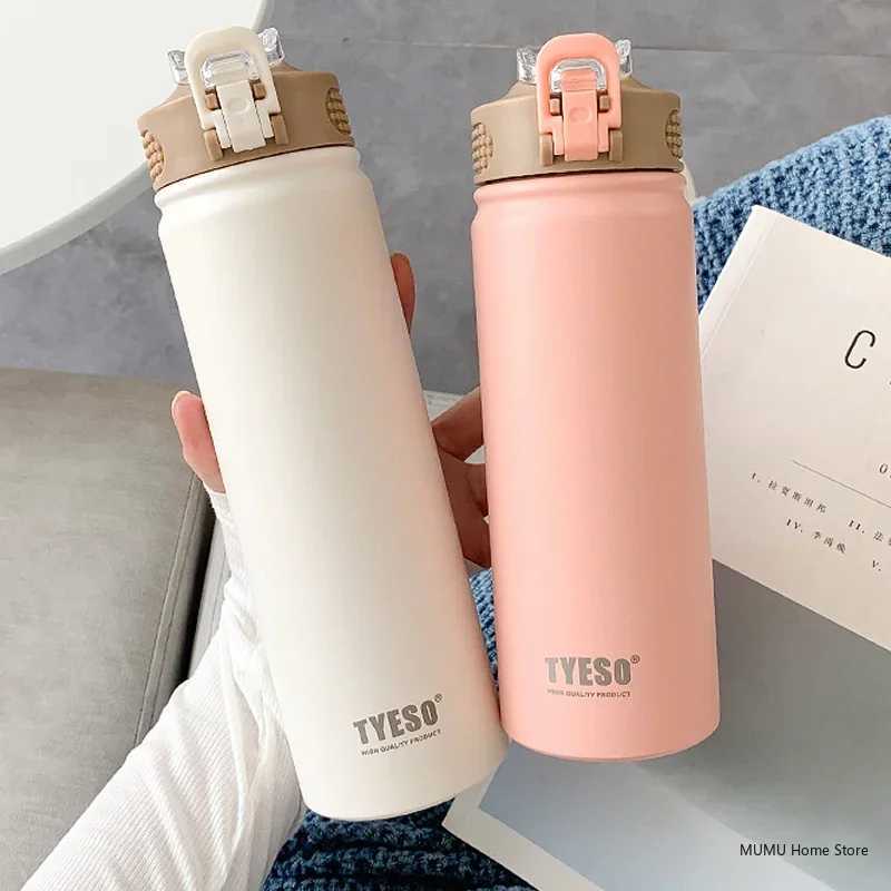 Tyeso Thermo Mug With Straw Portable Tumbler Vacuum Flasks Cup Sports Mug Cold and Hot Insulated Cup Travel Thermal Water Bottle J250923