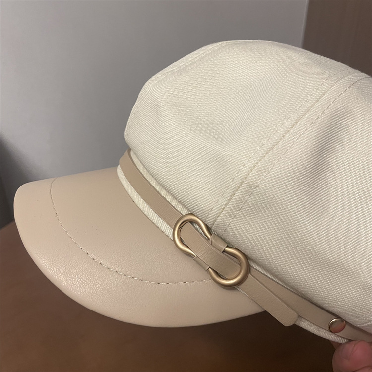 Octagonal Beret Hat for Women Spring and Autumn Newsboy Cap Casual Versatile Black Navy Hat Trendy FaceSlimming 250912