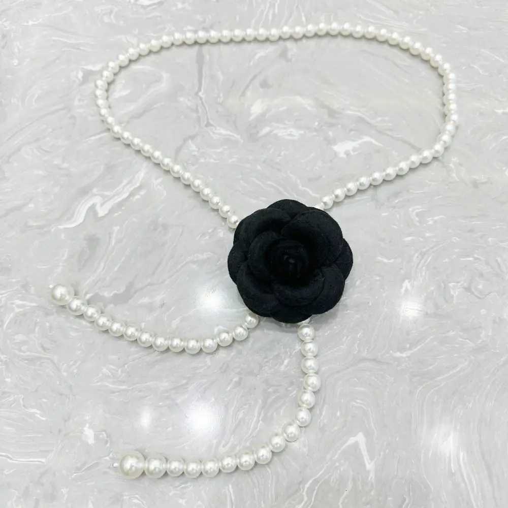 Fashion New Camellia Flower Pearl Waist Belts Dress Decorative Rope Clothing Accessories Women Belt Elegant Pearl Waist Chain13 D250924