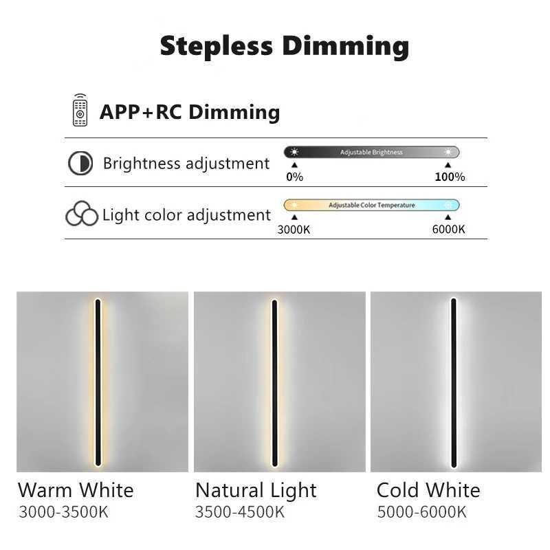 Modern Dimmable LED Linear Wall Light Smart APP Remote Control Long Strip Bar Light Bedroom Living Room Background Sconce Lamp C251124