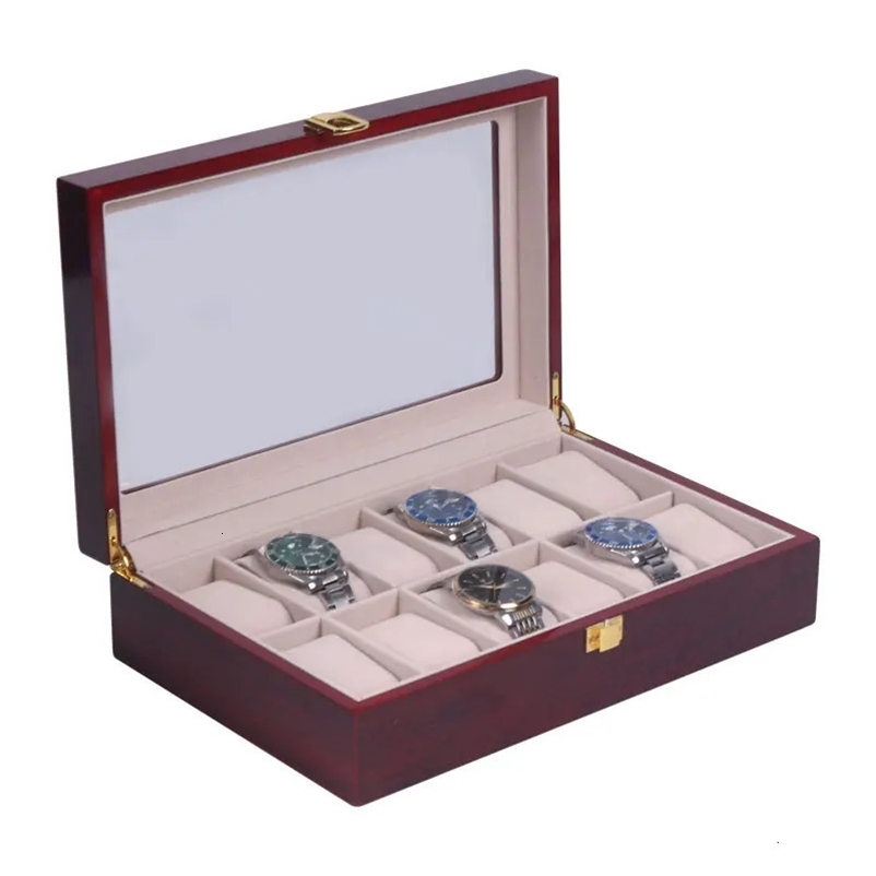Luxury wooden watch box grid watch organizer 6-slot wooden watch box womens watch jewelry display 241018bj