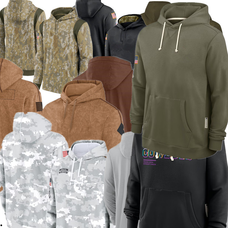 Olive 2025 Salute to Service Sideline Standard Issue Hoodie Black 2025 Crucial Catch men women youth kids Gray Brown Custom Football Hoodie Jackets