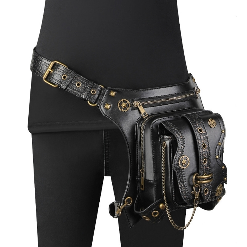 Waist Bags Chikage Euramerican Punk Locomotive Chain Bag Niche Vintage Fanny Pack Men's Y2K Style Outdoor Travel Phone Waist Pack 230907