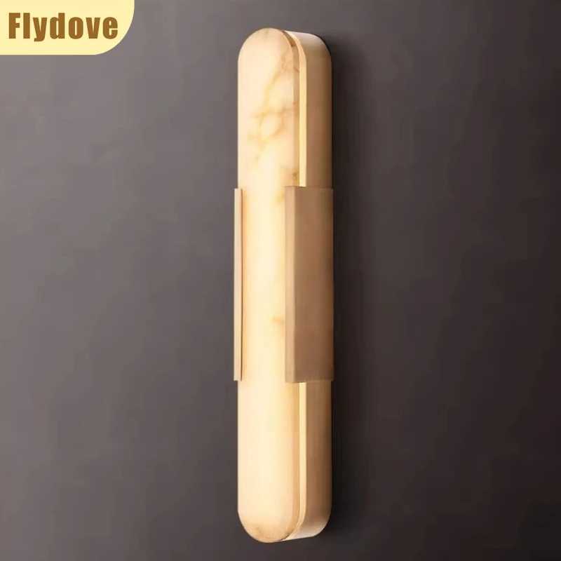 Natural Marble LED Brass Wall Light Luxury Living Room Bedroom Bedside Porch Background Wall Indoor Lighting Decoration Lamp C251124