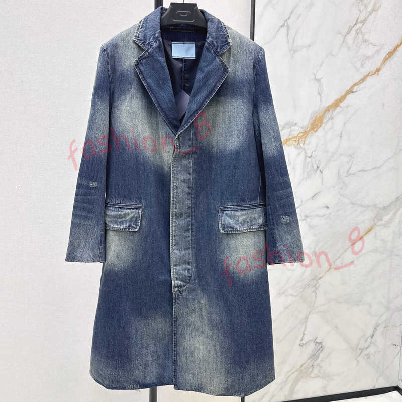 Designer Women's Trench Coats 25Ss Autumn Winter Denim Blazer Long Jacket for women loose fit Long Sleeve Jean Jackets coats Streetwear Outwear for women