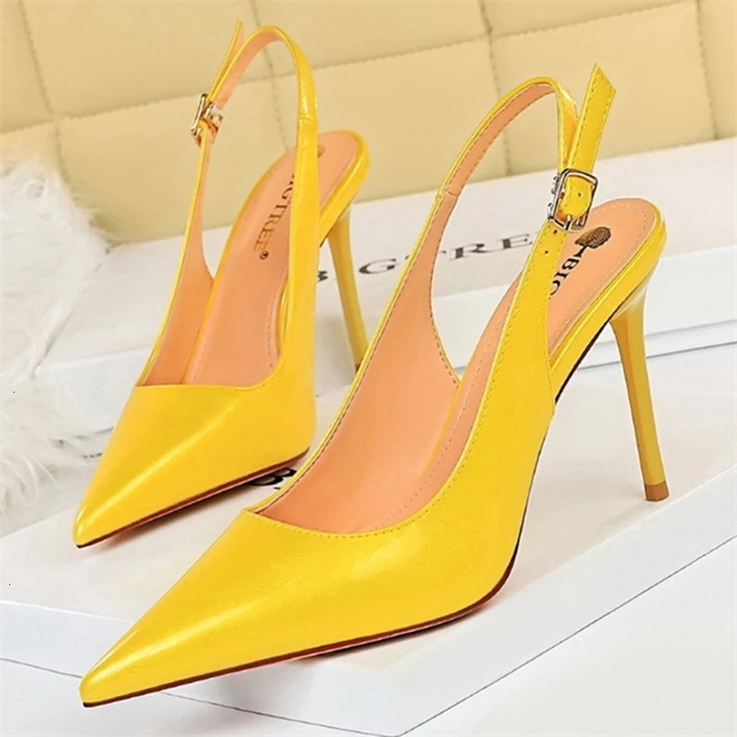 Women 95cm High Heels Silver Sandals Lady Glossy Leather Yellow Pink Slingback Sandle Stiletto Wedding Bridal Mules Shoes 240119