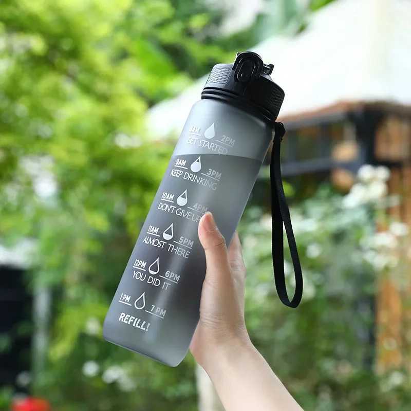 1 Liter Sport Water Bottle Water Bottle Motivational Leakproof Bottles Drinking Outdoor Travel Gym Fitness Jugs For Kitchen Cups J250923
