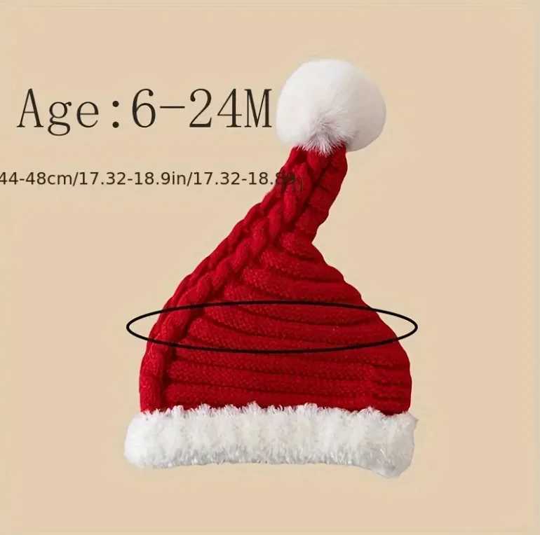 Red Christmas Hat for Babies Suitable for Boys And Girls Knitted And Designed to Protect The Ears Perfect for Christmas Party Z251029