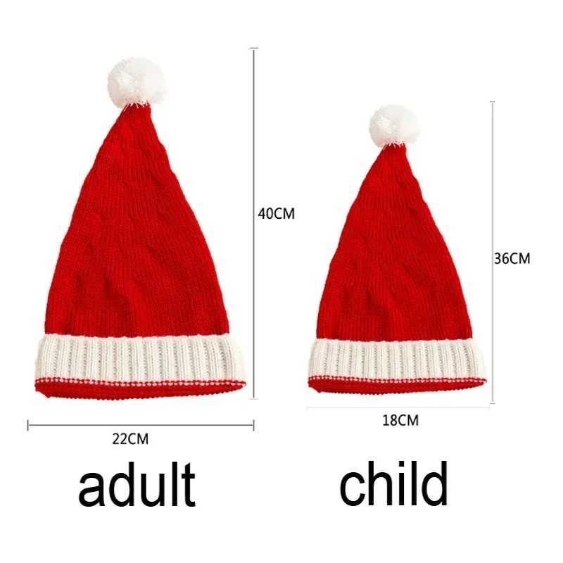 Winter Yarnball Knitted Christmas Santa Hat Mom Baby Family Photography Props Festive Supplies Holiday Party Decoration Z251029