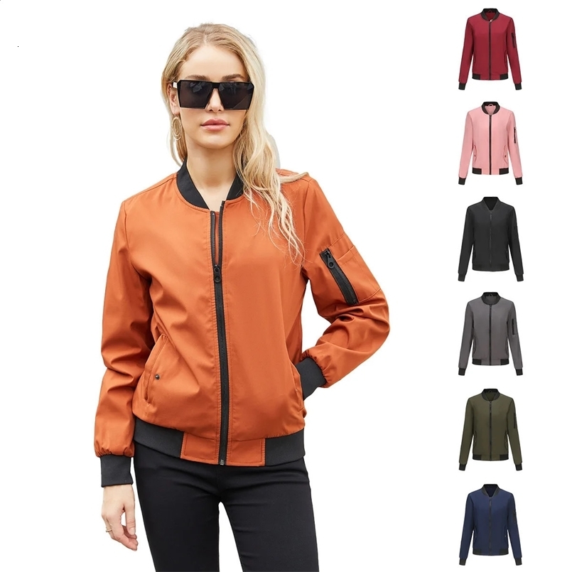 YJKDYK Spring Autumn Womens Bomber Jacket Contrast Zipper Loose Stand Up Collar Baseball Female Casual Coats 240827