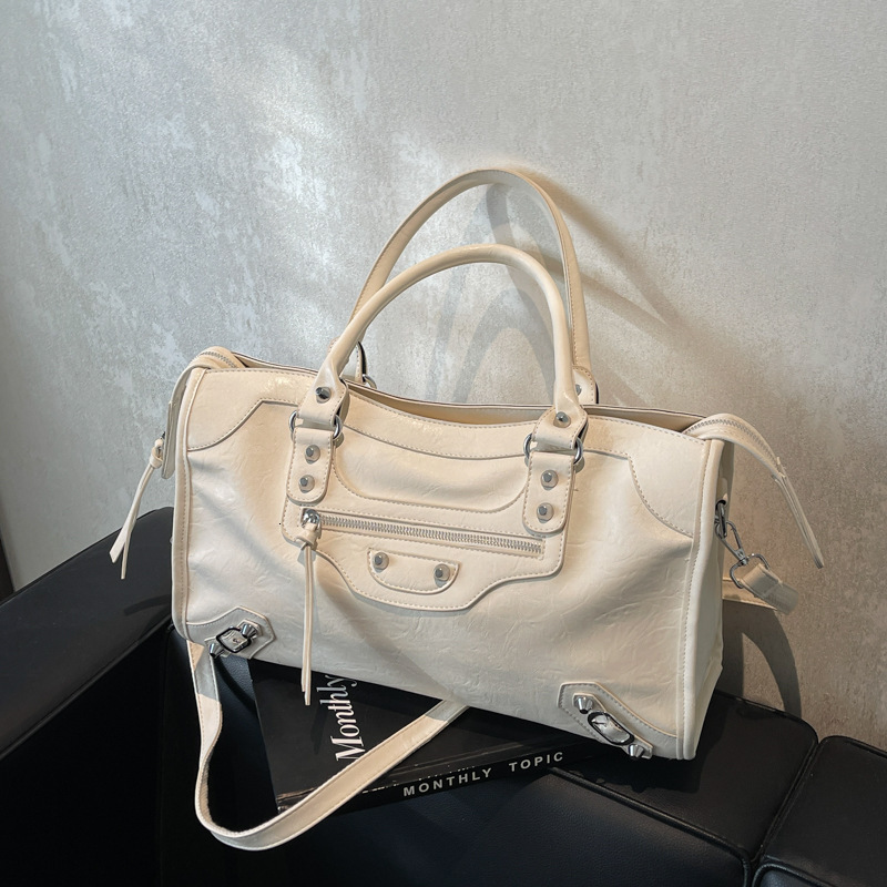2025 New Handbag High-End Feeling Single Shoulder Motorcycle Large Capacity Simple Crossbody Wallet Computer Bag