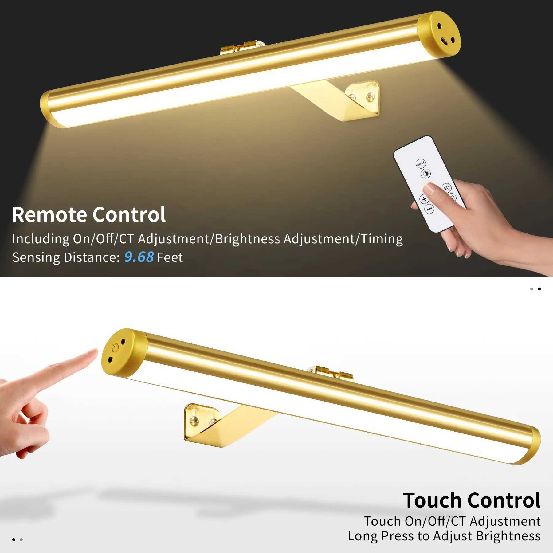 Remote Control LED Wall Light Dimming Touch Mirror Wall Lights Aluminum USB Charging Painting Picture Lamp LED Mural Spotlights C251124