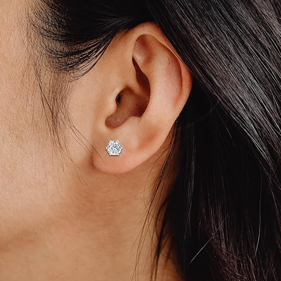 14 Pairs Magnetic Stud Earrings White Cubic Zirconia Clip on Earrings Set Non-Piercing Fake Earring Jewelry for Women Men 4MM