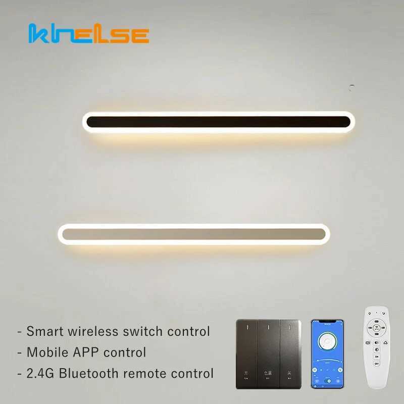 Modern Dimmable LED Linear Wall Light Smart APP Remote Control Long Strip Bar Light Bedroom Living Room Background Sconce Lamp C251124