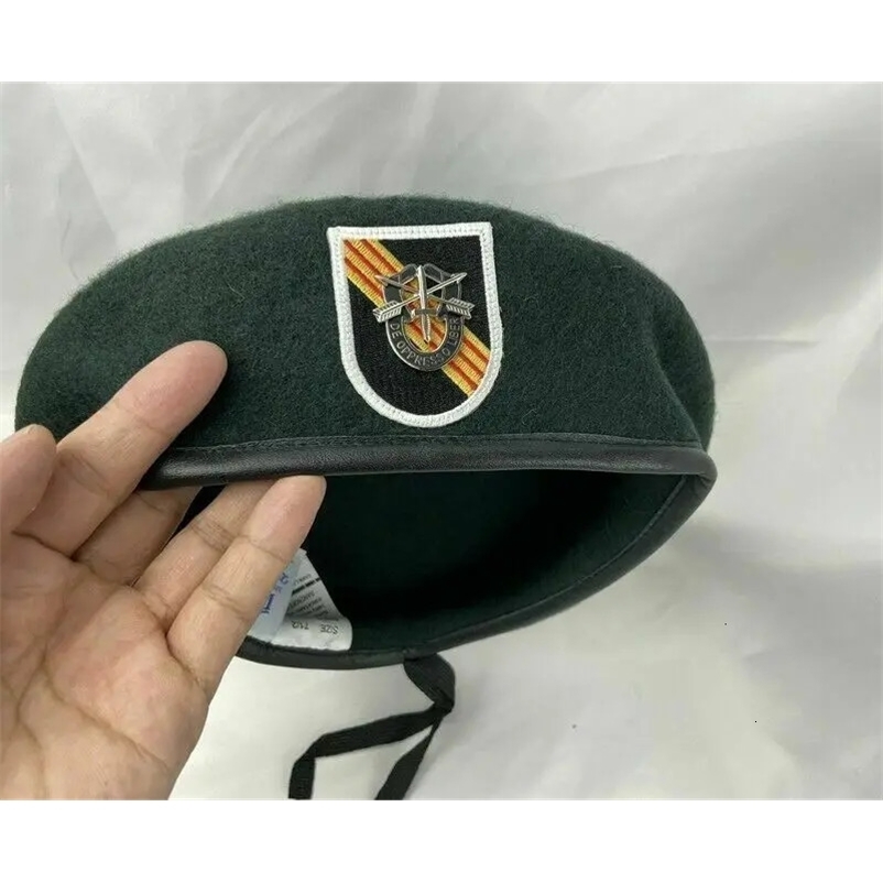 VIETNAM WAR US ARMY 5TH SPECIAL FORCES GROUP Blackish GREEN BERET MILITARY HAT WOOLEN CAP Military REPRO 240603bj