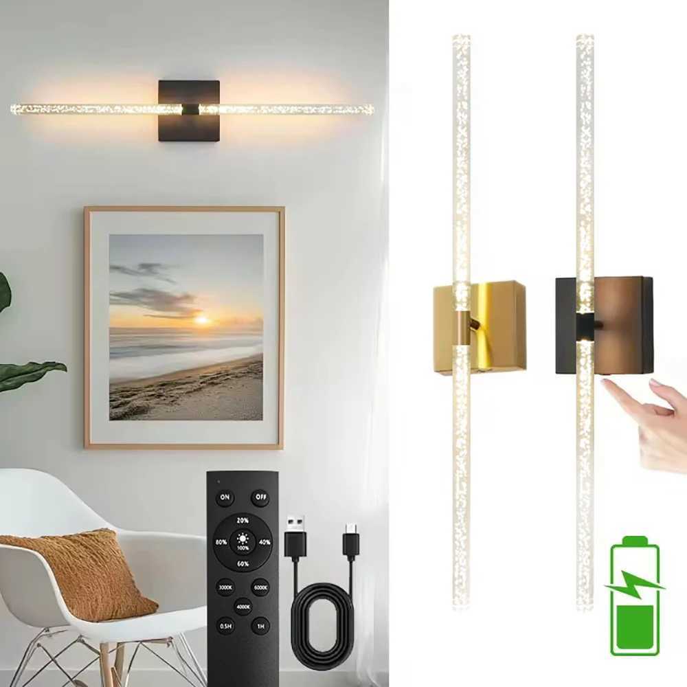 Modern Wall Lamp Wireless Remote 3 Light Modes 10000mAh USB Rechargeable No Wiring Needed Rotatable for Bedroom Corridor C251124