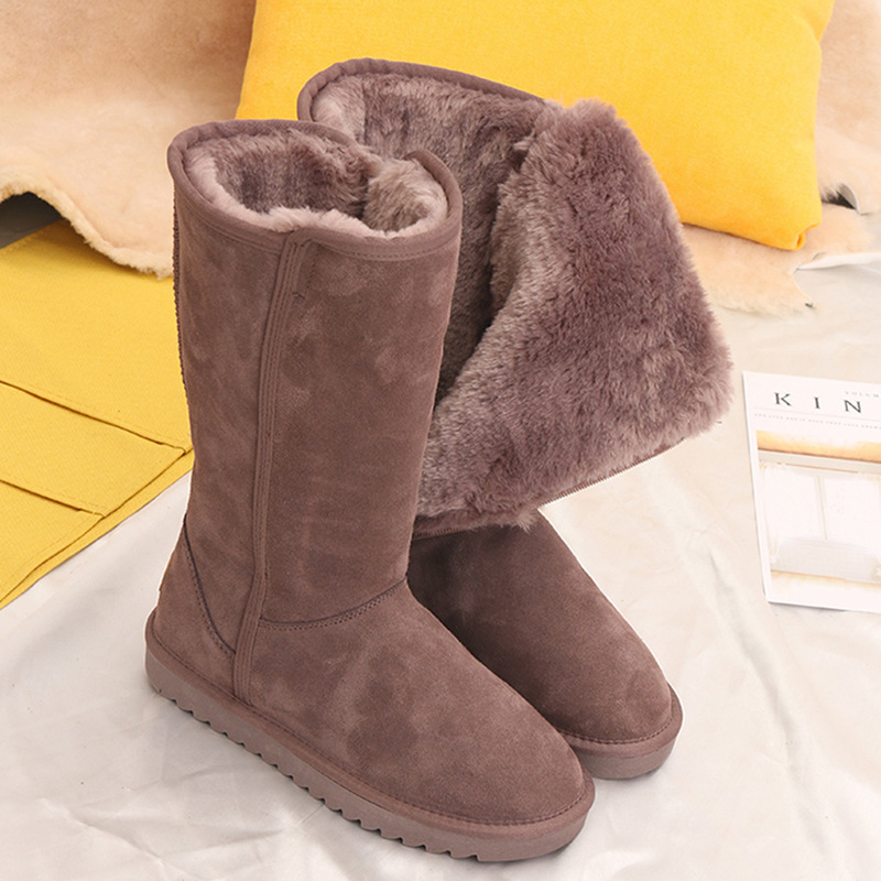 versatile fashionable womens mid calf snow boots 2025 winter new style designed with plush lining thickened side zipper suede long boots free shipping