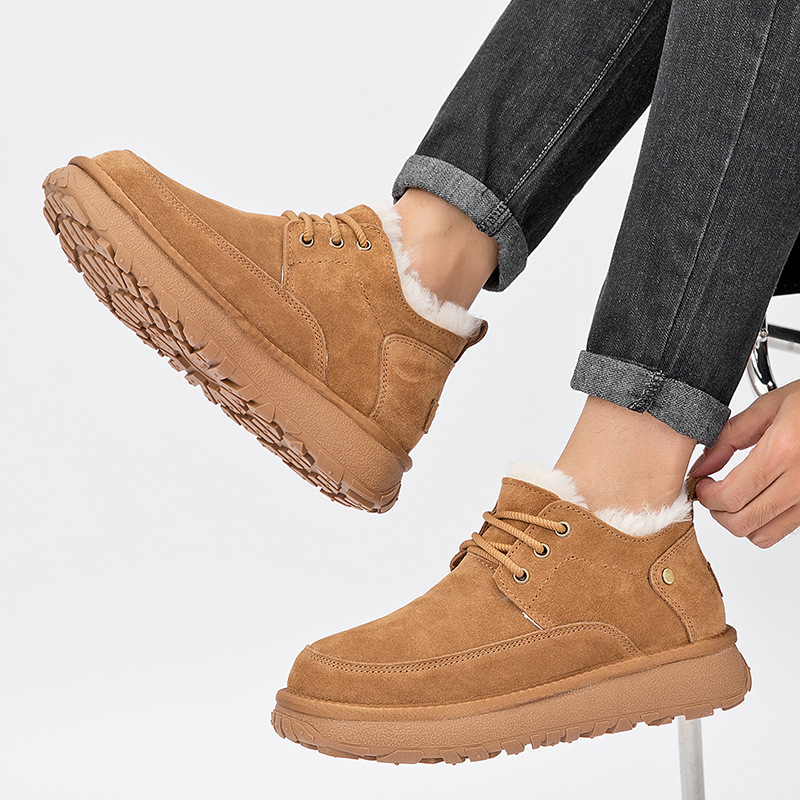 CE designer shoes Free shipping oxhide affordable luxury Winter anti slip snow boots with thick plush cotton shoes
