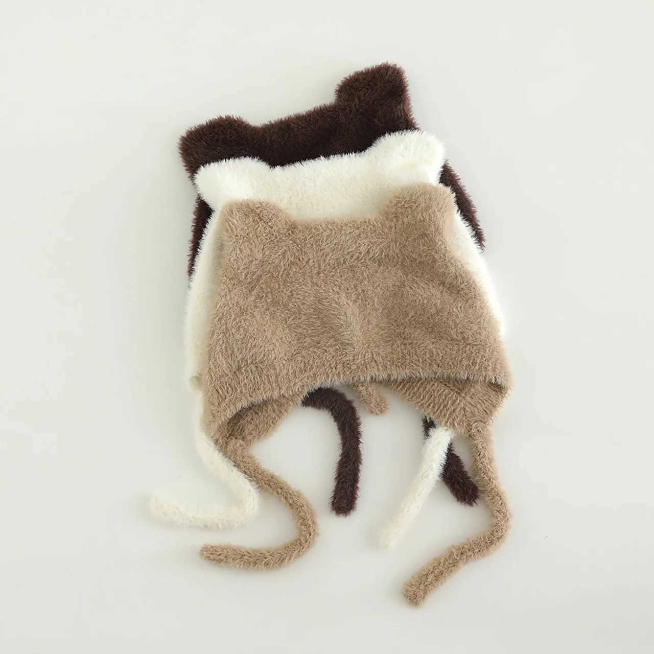 Kids Ear Protection Cap Children Warm Headgear Winter Cute Cartoon Toddler Tie Beanies Baby Plush Ear Protection Hat Z251029