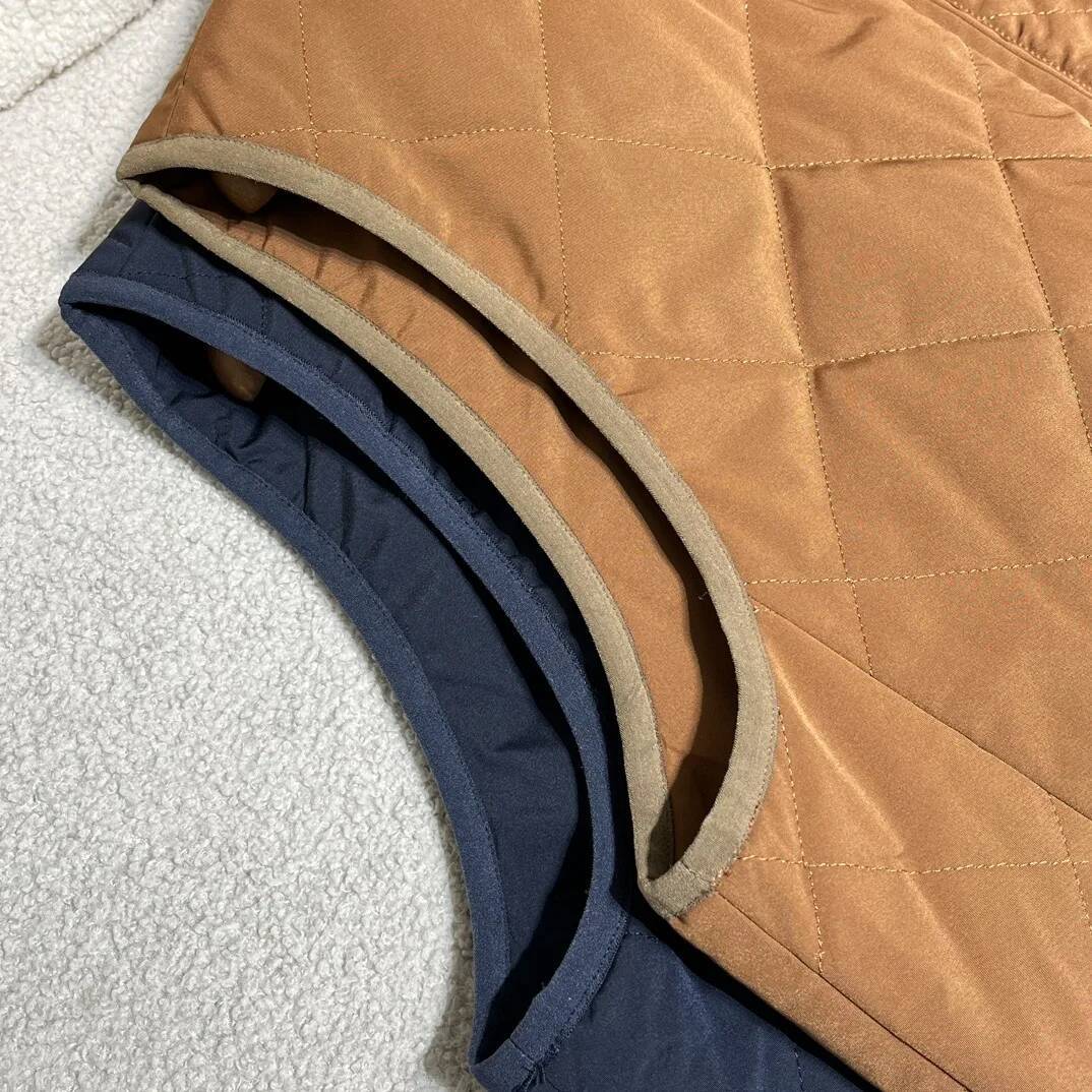 LP 25Aw Padded Cotton Double-Sided Stand-Up Collar Rhombus Sleeveless Jacket Vest