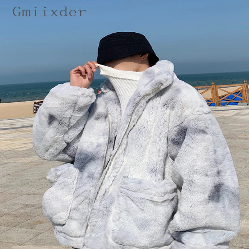 Gmiixder s rabbit fur fur winter apron mens Korean youth velvet thick warm womens Tyncken coat 241113