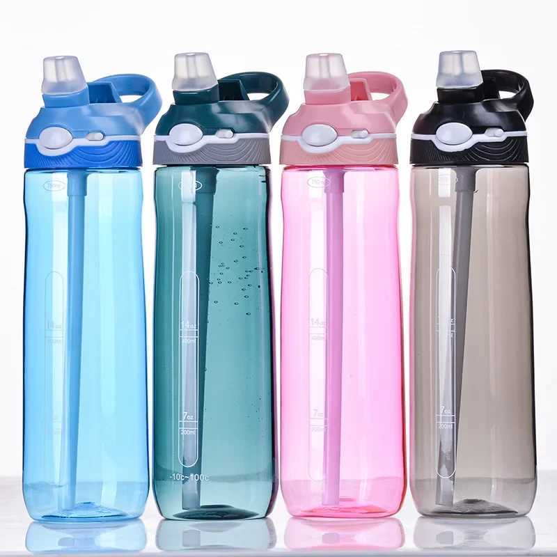 750ml BPAFree Sports Water Bottle Leakproof Tritan Outdoor Camping Hiking Cycling Water Bottle with Straw for Men Women J250923