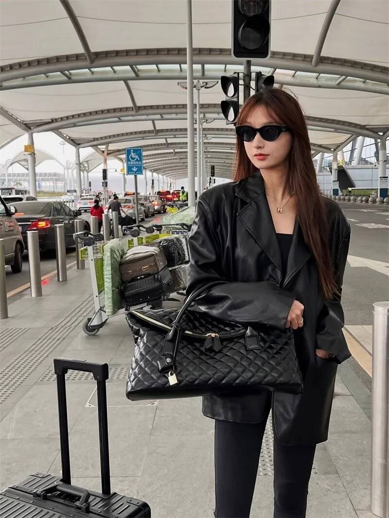 Travel Black Handle Shoulder Bags Purse Women Dia Pattern Shopping Handbag Messenger Ladies Vintage Fiess Tote Bag y2k high-quality