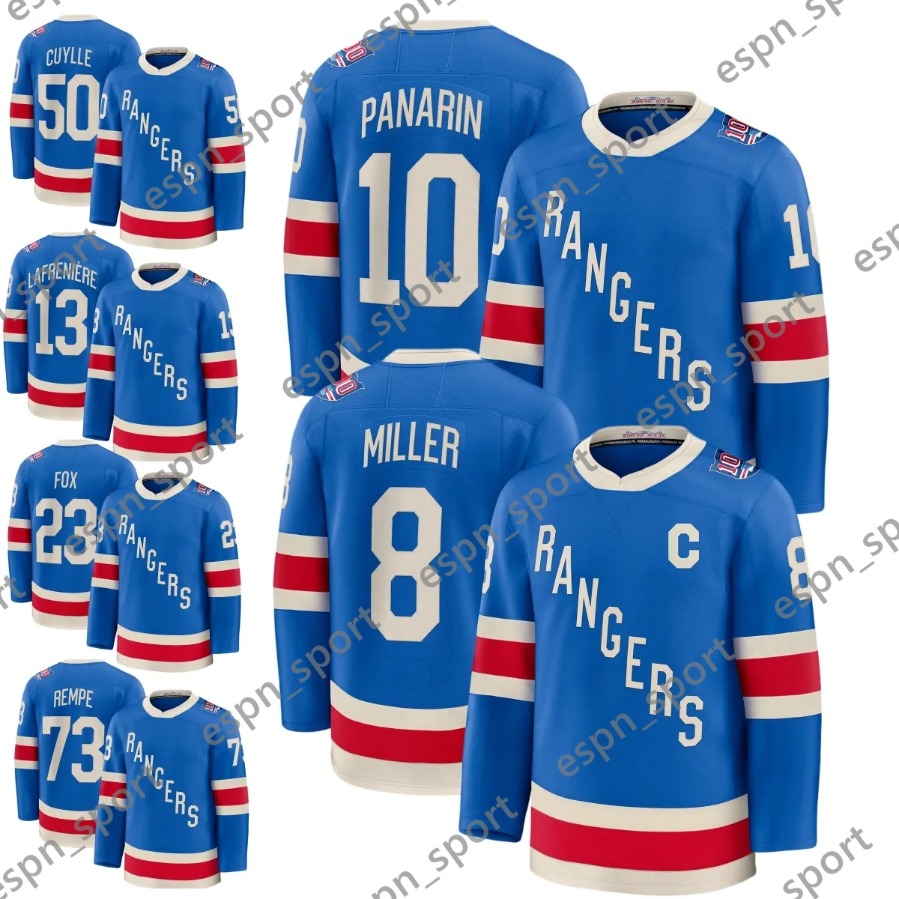 2025 Ranger Centennial Artemi Panarin hockey jerseys MESSIER Matt Rempe Adam Fox Igor Shesterkin Mika Zibanejadd Trocheck JT Miller Alexis Lafreniere Will Cuylle