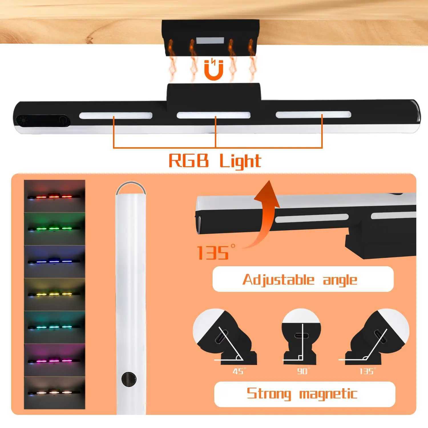 Modern LED Magnetic Wall Light Rechargeable Touch Cabinet Light Tri color Temperature RGB Atmosphere Light Mirror Front Light C251124