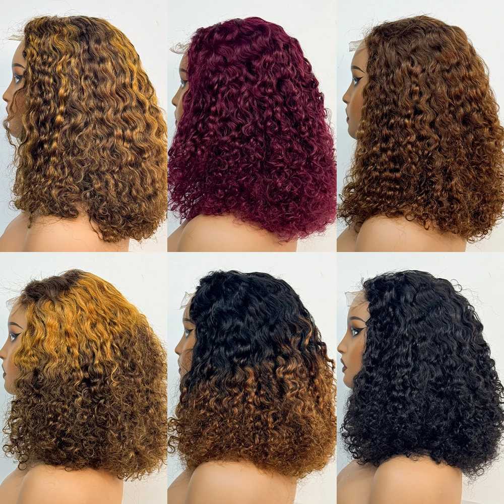 250 Density Water Wave Curly Human Hair Wigs Double Drawn 4x4 Transparent Lace Closure Human Hair Wigs For Black Women C250922