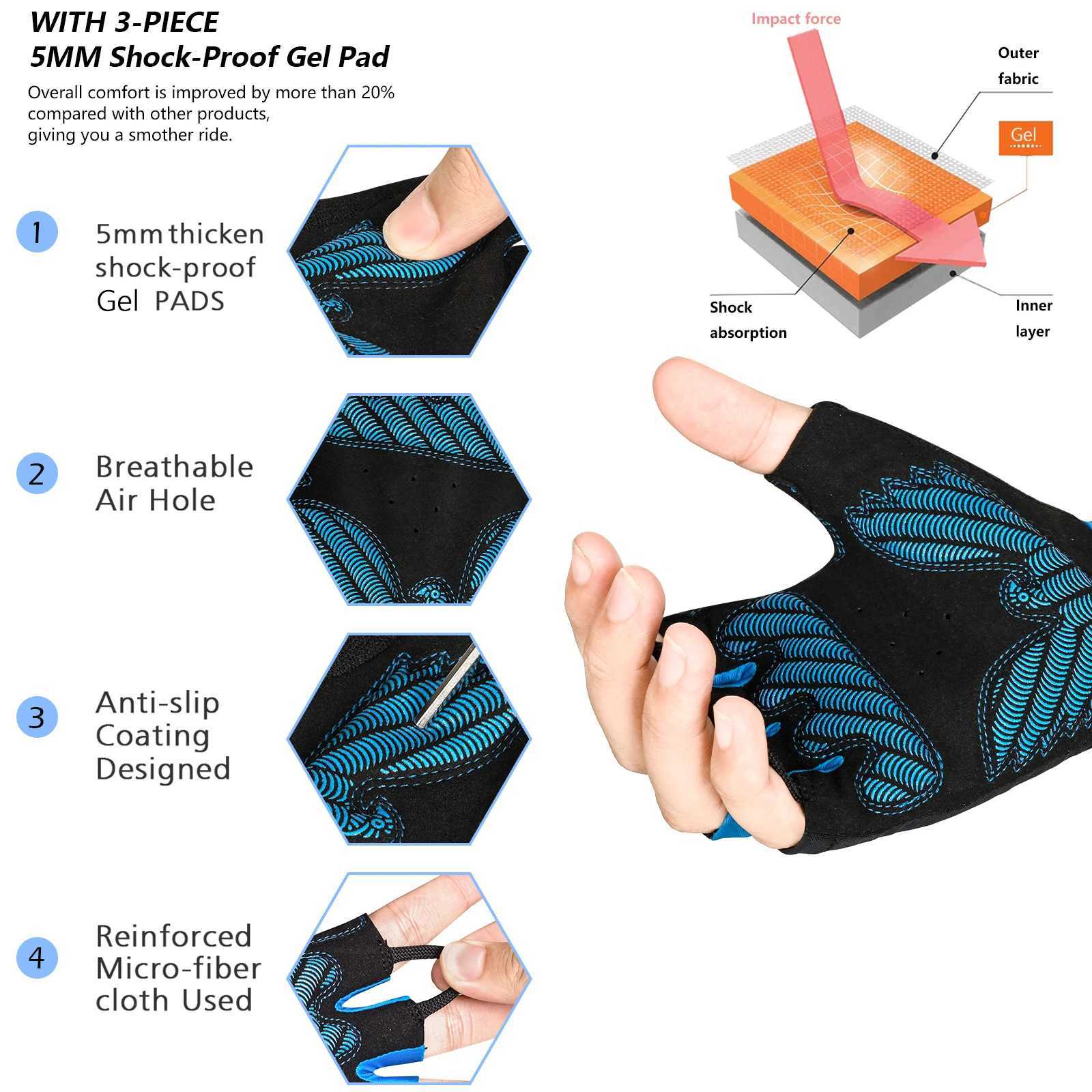 MOREOK Mens MTB Cycling Gloves Half Finger Gel Pad Enhanced Shock Absorption AntiSlip Breathable for Road Mountain Biking J250922