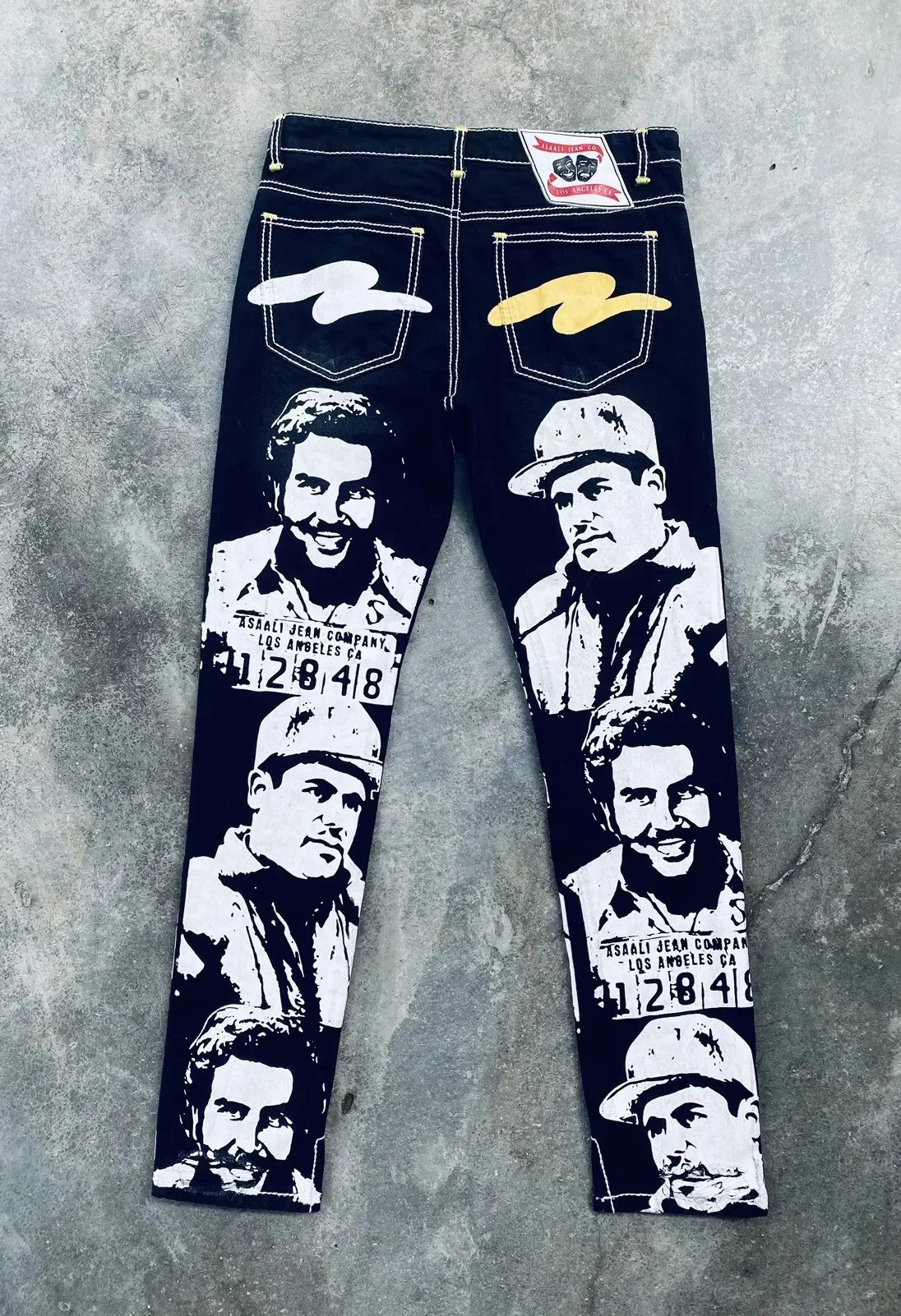 Gothic Fashion Angel Wing Jeans Y2K Clothes Womens Hip Hop Pocket Embroidery Sequin Shiny Jeans High Waist Wide Leg Trousers 250922