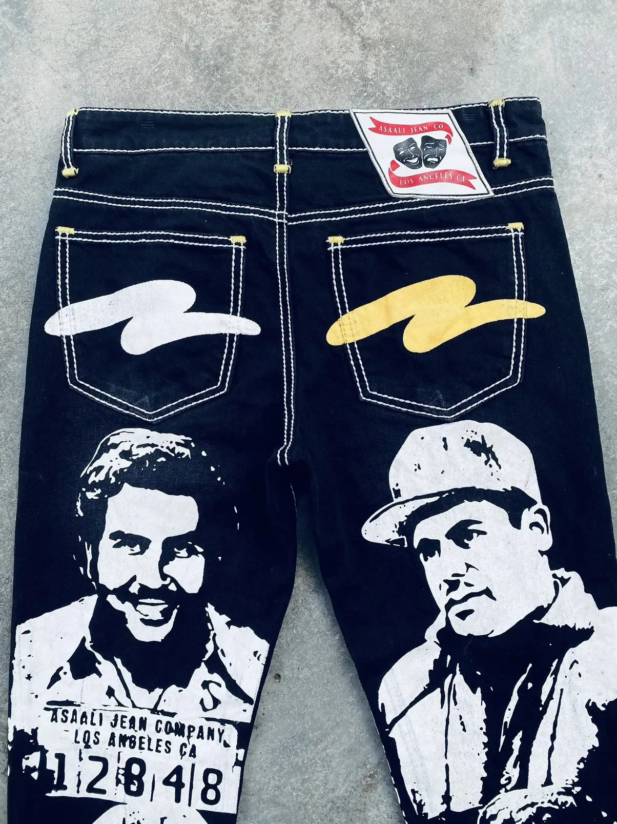 Gothic Fashion Angel Wing Jeans Y2K Clothes Womens Hip Hop Pocket Embroidery Sequin Shiny Jeans High Waist Wide Leg Trousers 250922