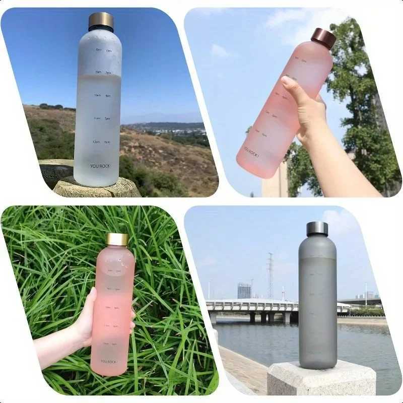 1L Water Bottle with Time Marker Motivational Reusable Leakproof BPA Free Frosted for Fitness Sports Travel Cycling Accessories J250923