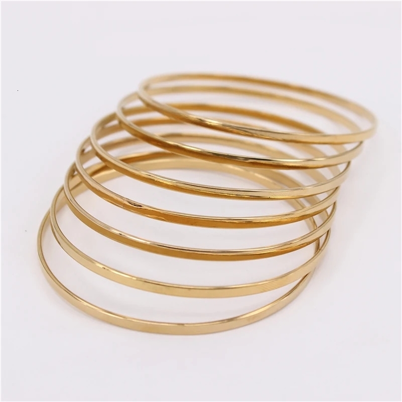 3mm face width 70mm diameter 7PCS combination bracelet three colors Womens stainless steel jewelry wholesale washable LH1054 240624