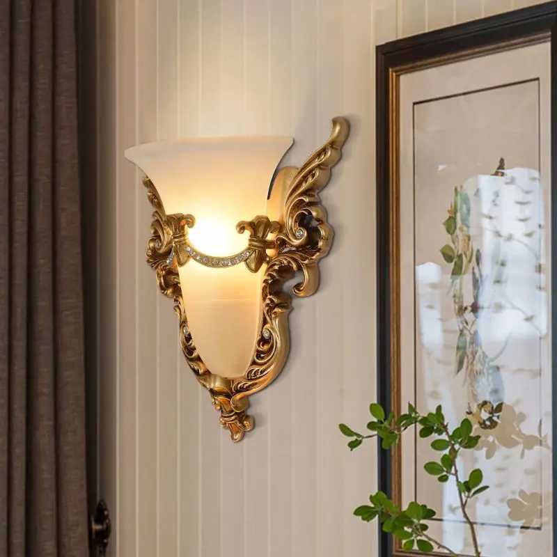 European Resin Wall Lamp Vintage LED Lamp for Villa Bedroom Hotel Bedside Indoor Decor C251124