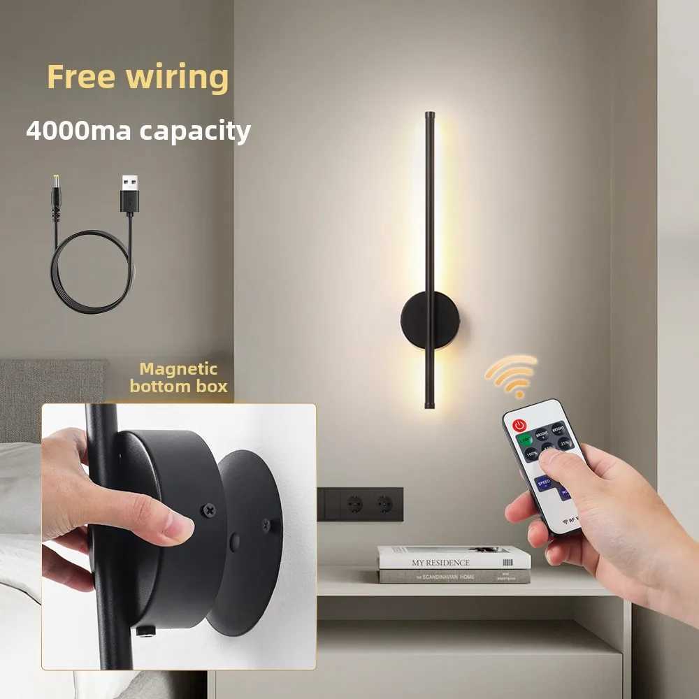 Rechargeable LED Wall Lamp Wireless Magnetic Disc Design Remote Sconce for Bedroom Living Room C251124