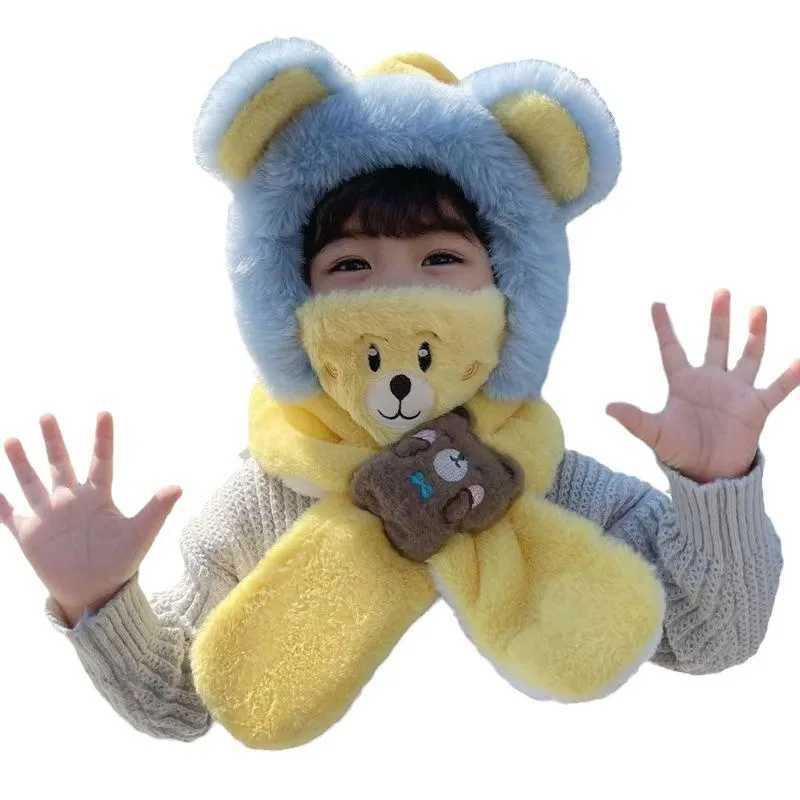 Childrens Winter Hat Scarf Boys Girls Velvet Hat Windproof Cold Ear Protection Mask Detachable 3piece Set 4m831 Z251029