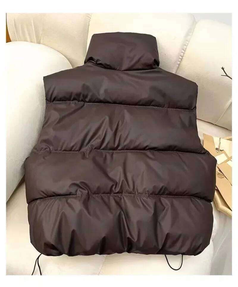 2025 Autumn Winter Warm Waistcoat Ladies Sleeveless Stand Collar Down Cotton Coats Women Outerwear Casual Puffer Vest Jacket