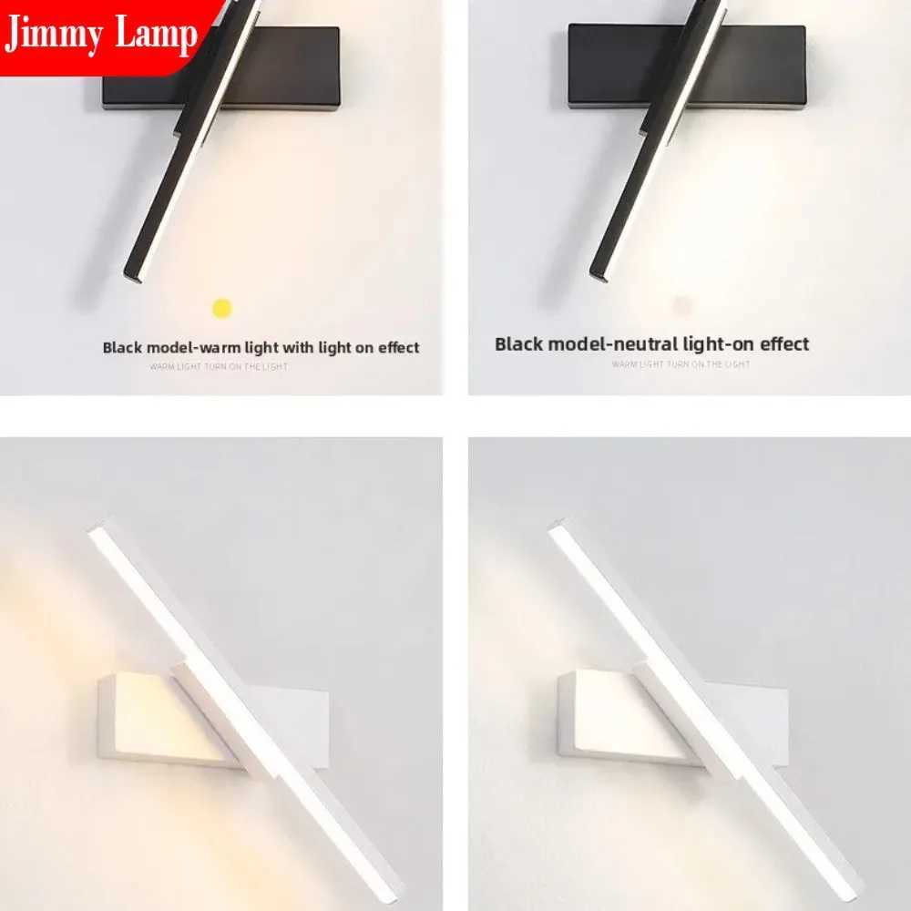 Modern Rotatable LED Black White Wall Light for Bathroom Mirror Bedroom Living Room Indoor Line Sconces Decor Lighting Fixture C251124