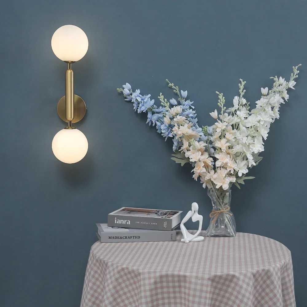 Minimalist Wall lamp Glass white ball G9 Bulbs Warm lighting Bedroom Bedside lamp Living room Background wall light Corridor C251124