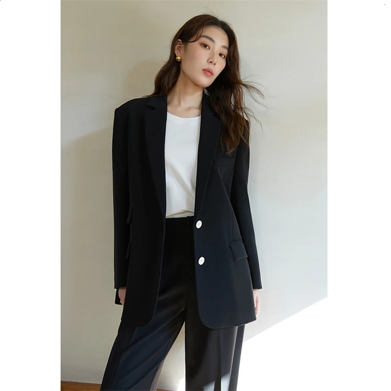 DUSHU Women Blazer Sets Style Flip Collar Suit Jacket for Women Autumn Loose Style Office Lady Blazer Trousers 240826