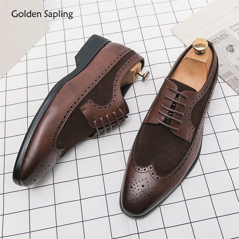 Dress Shoes Golden Sapling Wedding Shoes Men Retro Dress Oxfords Leather Men's Casual Business Shoe Formal Flats Leisure Party Derby Flat 230824