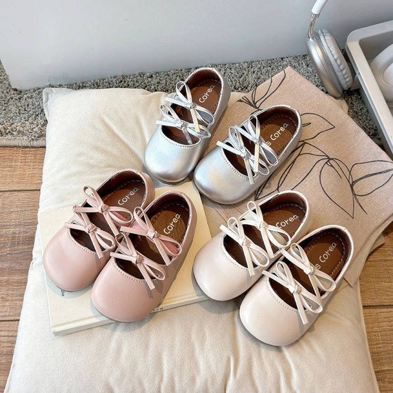 Spring/Summer Princess Baby Sweet Girls Fashionable Cute PU Casual Kids Flat Walking Shoes Size23-35 Enfant 241220