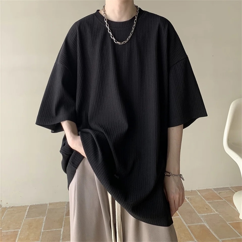 Loose Summer Men T-shirt Ice Silk Thin Sleeve Clothing Trendy Short Sleeve Male Version 240708